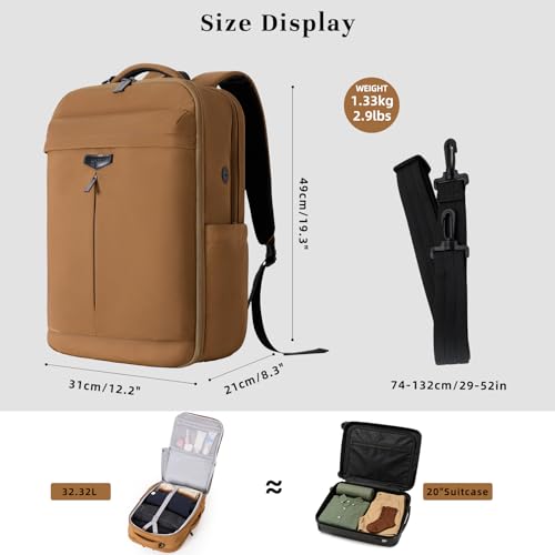 Timeet Travel Backpack for Women Men, 32L 4 In 1 Carry on Luggage Backpack, TSA Friendly Flight Approved 17 Inch Laptop Backpack, Waterproof Travel Bag for Work School Camping Hiking, Warm Brown - color: Warm Brown