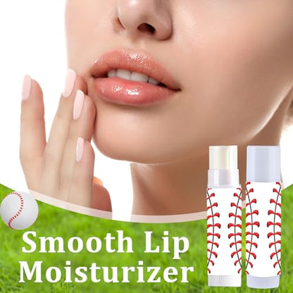 24 Sets Baseball Party Favors Lip Balm and Lipstick Holder Keychain Bulk Sport Ball Team Gifts Natural Moisturizing Lip Balm Keychains Portable Pouch for Team Baseball Sports Party Supplies - style: Baseball