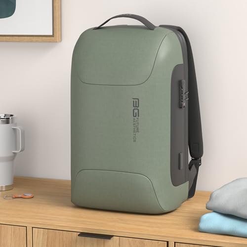 BANGE Business Backpack with USB Charging Port, Anti Theft Laptop Backpacks Fit for 15.6 INCH,Men Travel Backpack with Water Bottle Holder for Men and Women - color: Green