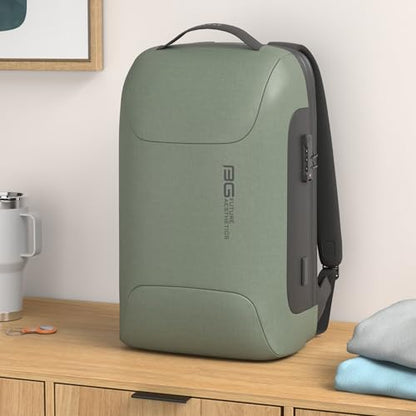 BANGE Business Backpack with USB Charging Port, Anti Theft Laptop Backpacks Fit for 15.6 INCH,Men Travel Backpack with Water Bottle Holder for Men and Women - color: Green