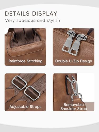 CLUCI Womens Backpack Purse PU Leather Anti-theft Fashion Designer Travel Bag Ladies Shoulder Bags | Purse - color: Top Zip-3 Brown