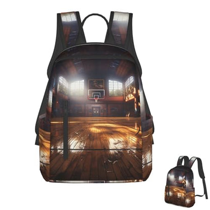 Basketball court Travel Backpack for Men & Women 14 inch Laptop Backpack Waterproof Work Back Pack - color: Basketball Court