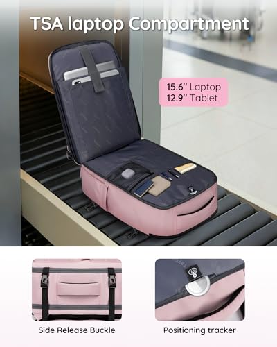 Taygeer 18 x 14 x 8 Inches Personal Item Bag, Travel Personal Item Bag with Water Bottle Pocket & Shoe Pouch, TSA Approved Under Seat Carry on Backpack Fits 15.6 inch Laptop for Women Airplanes, Pink - color: Amourpink