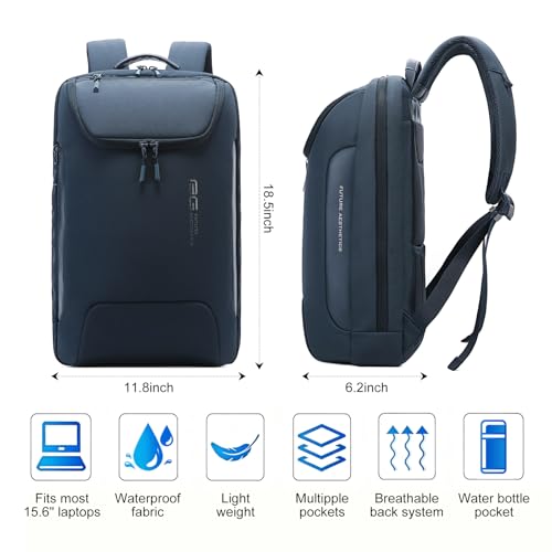 BANGE Ergonomic Anti-Theft Laptop Backpack for Men & Women, 15.6 Inch Business Travel Backpack, Waterproof Lightweight Durable Rucksack for Office, Outdoor - color: Blue