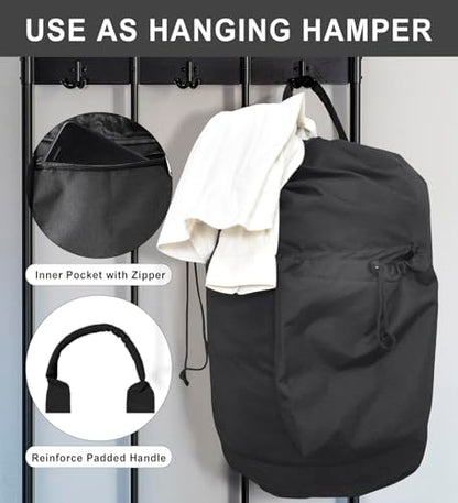 VividPaw Laundry Bag Backpack for College Dorm, Extra Large Travel Laundry Bags, Easy Carry Dirty Clothes Hamper Bag with Shoulder Straps, College Dorm Room Essentials (Black) - color: Black