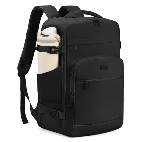 mibasies 40L Travel Backpack for Women & Men: Flight Approved Carry On Backpack, TSA Personal Item Bag with Water Bottle Pocket, Weekender Essentials Backpacks fits 17" Laptop - Black - color: Black, size: X-Large