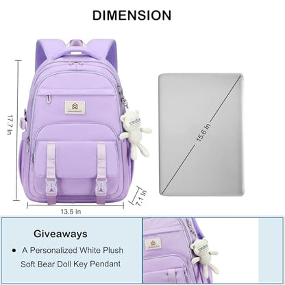 Hidds College Backpack Laptop Backpacks 15.6 Inch for Men Women Elementary Middle High School Book Bag For Teens Girls Boys Student Anti Theft Travel Daypack Large Bookbags-Purple - color: Purple