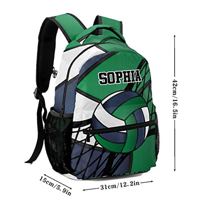 Personalized Custom Volleyball Green Black Backpack Lightweight Travel Hiking Causual Bag With Name - color: Design 2