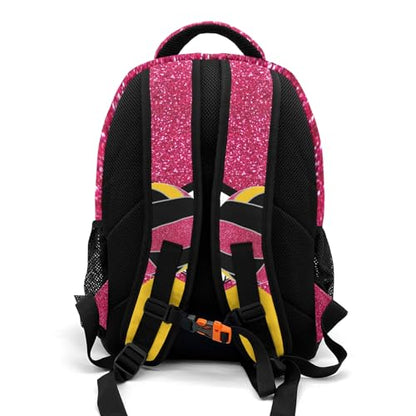 Rose Pink Volleyball Print Personalized School Backpack Casual Laptop Bag for Man Woman - color: Muilti 25