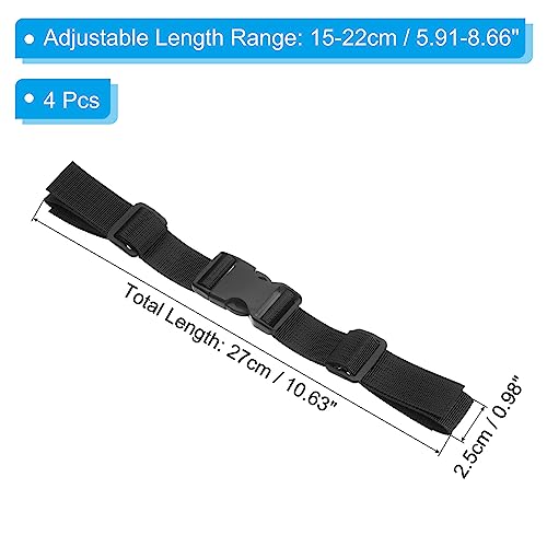 PATIKIL Backpack Chest Strap, 4 Pack Polyester Webbing Adjustable Replacement Strap with Quick-Release Buckle for Bag Outdoor Hiking Cycling, Black