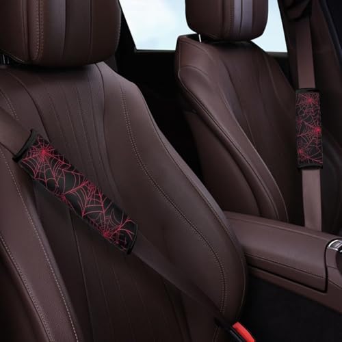 Red Spider Web Car Seat Belt Cover Pad,omfortable Seat Strap Pads,Compatible with All Models of Seatbelt Covers,Can Be Used As A Backpack Shoulder Pad, Essential Car Seat Shoulder Strap Pads - color: Red Spdier Web