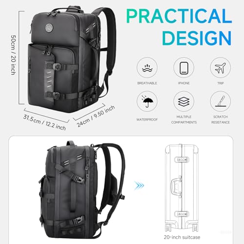 SWICKY 40L Travel Backpack for Men – TSA Friendly Carry-On, 17.3" Laptop Sleeve, Water-Resistant, Quick-Access Phone Pocket, Large Weekender for Travel & Commute - color: Black(88506-fits 17.3 Inch Laptop)
