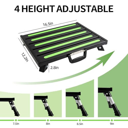 19”×14.5” Large RV Steps with Glow in The Dark Tapes Adjustable RV Step Stool Aluminum RV Step Supports Up to 1500 lbs - color: Black Large