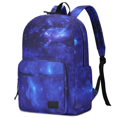 VASCHY School Backpacks for Boys, Lightweight Bookbag Schoolbag for Elementary School Casual Basic Simple Daypack for Middle School Galaxy - color: Blue Galaxy