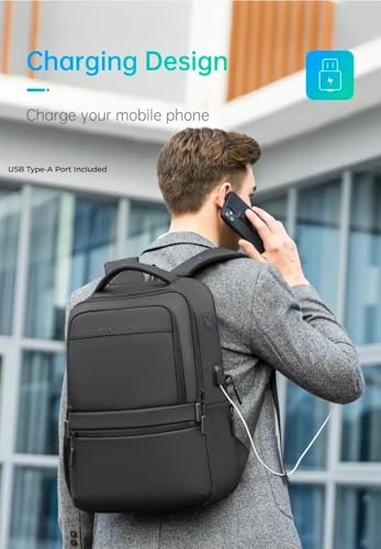 TREKON Laptop Backpack for Men, Fits 15.6" Laptop, USB Charging Port, Water-Resistant, Anti-Theft, TSA Approved Travel Bag, For Business & College