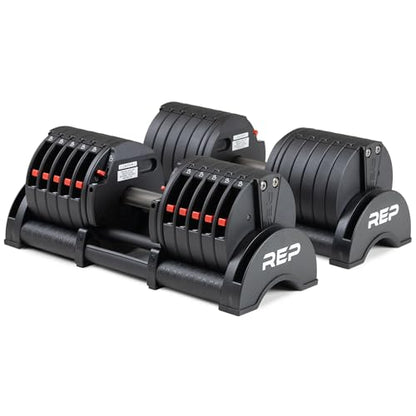 Rep Fitness Quickdraw Adjustable Dumbbells, Multiple weight ranges available including: 5-30, 5-40,5-50 and 5-60 lbs - style: 5-60 lbs