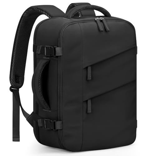 Capolo Travel Backpack for Women Men Flight Approved Laptop Backpack Waterproof Carry On Backpack Overnight Weekender Travel Bag for Traveling, Business, Work Fits 17.3'' Laptop(Black,Large) - color: Black, size: Large