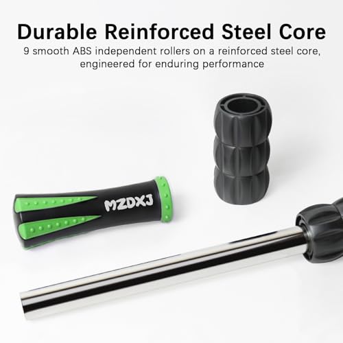 Muscle Roller Massage Roller Stick- Deep Tissue Fascia Blaster for Myofascial Pain Relief, Lymphatic Drainage & Body Sculpting, Handheld Physical Therapy & Recovery Tool (Green black-18 inch) - color: Green Black