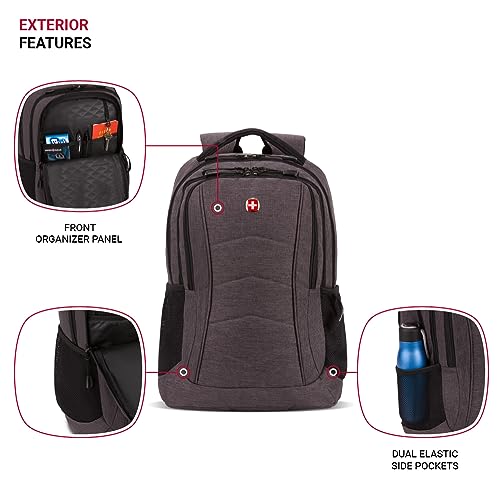 SwissGear 5668 Laptop Backpack, Dark Gray Heather, 18.25 In - color: Dark Grey Heather