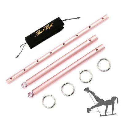 2026 Upgraded Heavy Duty Expandable Spreader Bar – Adjustable PU Straps for Pilates, Yoga - style: Rose+Red