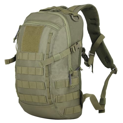 Small Tactical Backpack Military Daypack 12L Molle Bag Rucksack Army Daypack for Outdoor,Hiking,Camping,Travel (Green) - color: Green