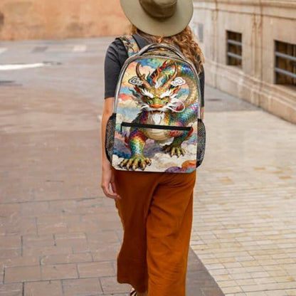 Dragon Kids Backpack for Girl Boy Waterproof Kids Back Pack | Animal Rainbow School Bookbag Women Men Lightweight Rucksack Casual Daypack Carry On Bag for Work Hiking Camping Gym Travel - color: Animal Dragon Rainbow