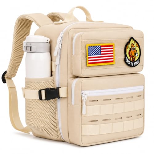 9L Mini Tactical Backpack for Men Women,Small Military Tactical Backpack for Sport,Gym,Hiking,Travel,Camping (Beige) - color: Beige
