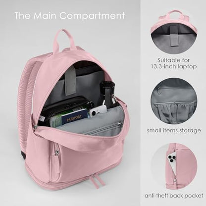Uselike Gym Backpack for Women Men, Lightweight Gym Bag with Shoe Compartment, Waterproof Workout Backpack with Wet Pocket - color: Pink