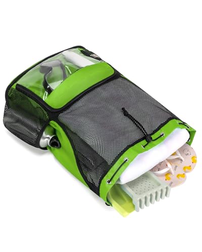 Drawstring Backpack Sandproof Beach Backpack with Shoe Compartment & Wet Pocket Waterproof Mesh Swim Bag Pool Bag for Gym, Travel and Workout Gear (Mint Green) - color: Mint Green