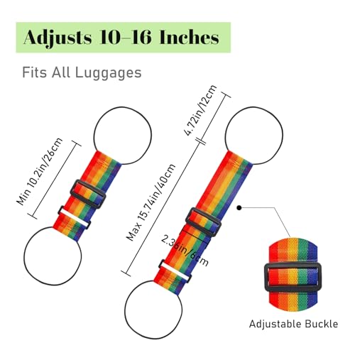 Multi Use Strong Adjustable Luggage Connector Straps for Suitcases,2 Pack Flexible Luggage Accessories Elastic Fastening Bag Strap (Rainbow) - color: Rainbow