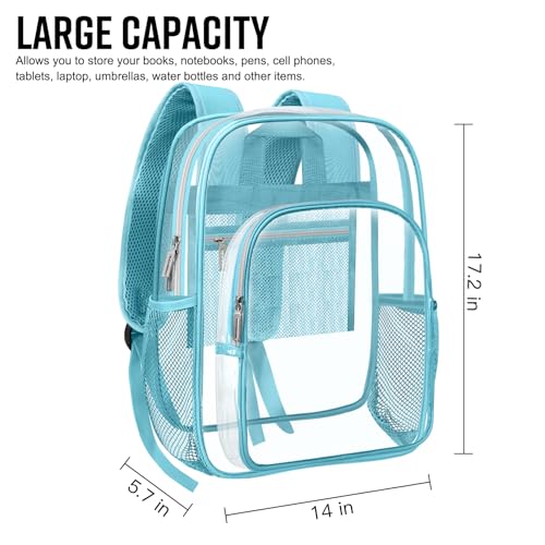 HEEYA Clear Backpack Heavy Duty Transparent Backpack for Security, Sports, Work, Travel, Stadium - color: Blue
