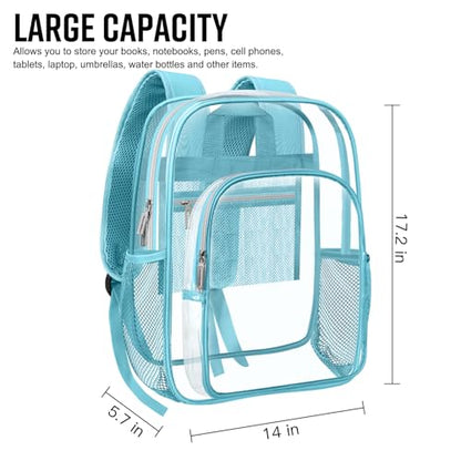 HEEYA Clear Backpack Heavy Duty Transparent Backpack for Security, Sports, Work, Travel, Stadium - color: Blue