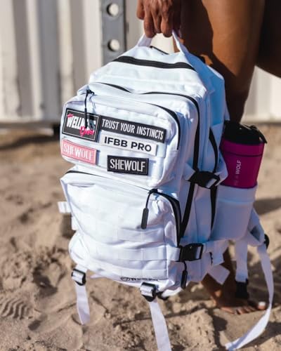 WOLFpak 35L Tactical Gym Backpack (Polar White) Durable 1000D Waterproof Oxford Material with MOLLE Webbing, Laptop Pocket & Dual Cup Holders, Durable Fitness/Travel/Military Daypack - color: Polar White