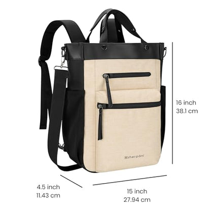 Sherpani Soleil, Anti Theft Convertible Backpack, 3 in 1 Tote, Crossbody Purse, 18L Travel Bag, Fits 13” Laptop (Straw Pro) - color: Straw - Pro