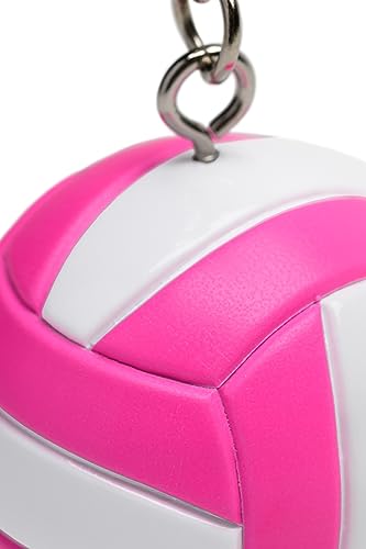 Tandem Sport Volleyball Key Chain - Mini Volleyball On Key Ring - Pink and White Volleyball Keychain for Backpacks, Gym Bags, Purses - Volleyball Themed Party Supplies - Gift for Volleyball Players - color: Pink Volleyball