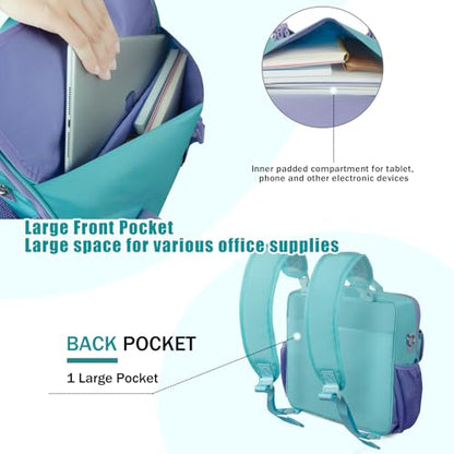 Zipper Binder 700-Sheet 3-inch D Ring with Multiple Pockets Folder,Up 14" Laptop Detachable Backpack Straps & Shoulder Use for School and Office (Blue) - color: Blue and Purple