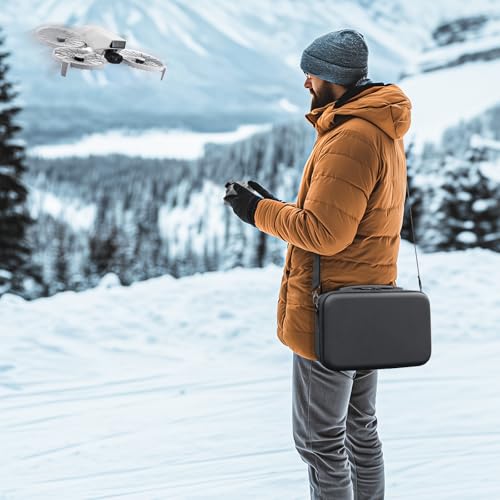 FPVtosky Carrying Case for DJI Flip (Only for RC-N3), PU Leather Travel Storage Flip Bag with Shoulder Strap, Fits RC-N3 Controller Drone Aceessories[CASE ONLY]