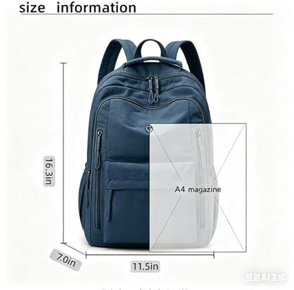 Casual Backpack, Multi-Pocket Design with Front Zipper Compartment (Blue) - color: Blue