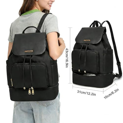 seyfocnia Gym Backpack for Women, Gym Bag with Shoe Compartment Lightweight Travel Workout Sports Backpack Womens Black