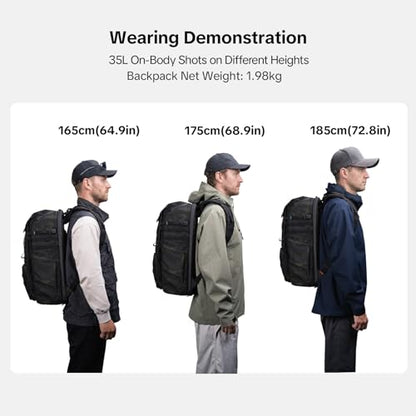 PGYTECH OneMo TAC 35L Tactical Camera Backpack, Waterproof DSLR/SLR/Mirrorless Photography Camera Bag with 15.6" Laptop Sleeve, Tripod Holder & Rain Cover (Wolf Brown) - color: Wolf Brown, size: 35L