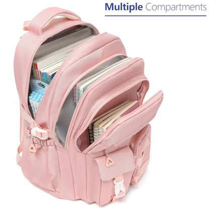 Cute Backpack for Teen Girls Boys, Aesthetic Travel Bookbag for High Middle School College Student (Pink) - color: Pink