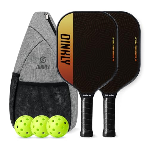 Pickleball Paddles Set of 2/4- USAPA Approved Graphite/Fiberglass Pickleball Racket, 2 Pickleball Rackets, 4 Balls and 1 Portable Carry Bag, Aesthetic Pickle Ball Set for Men Women Beginners - color: 2 Amber Glow | Grey | Graphite