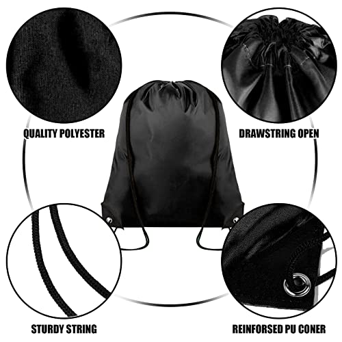 Grneric Drawstring Backpack Bulk 100Pcs Cinch Bag,Polyester Drawstring Bags for Gym Beach Sports Short Trip Party(Black) - color: Black