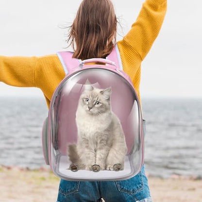 Cat Backpack, Airline Approved Bubble Carrying Bag for Small Medium Dogs Cats, Space Capsule Pet Carrier Dog Hiking Backpack Travel Carrier (Pink) - color: Pink