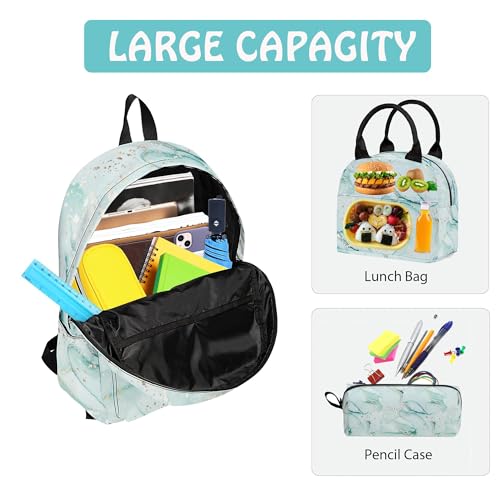 Marble 3PCS Backpack for Boys Girls, Kids Back to School Backpack Set with Lunch Box Pencil Case, 17 Inch Lightweight Bookpack 3 in 1 Set for Teens Elementary Middle High School Students - color: Marble3
