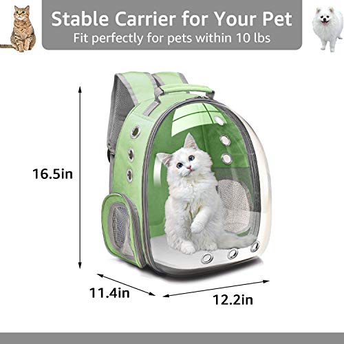 Henkelion Travel Backpack Bubble Carrying Bag for Small Medium Dogs Cats, Space Capsule Pet Carrier Dog for Hiking, Airline Approved - Green - color: Green