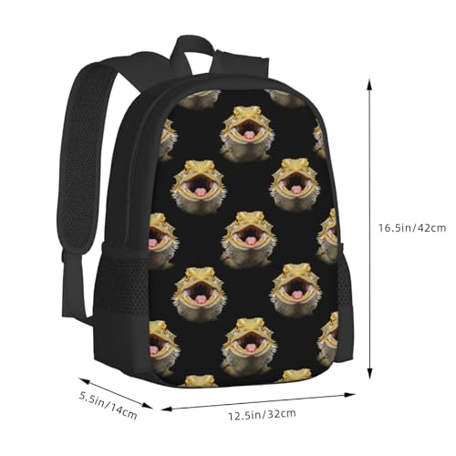 Travel Daypack Bearded Dragon Lizard, Quick-Access Pocket, Side Bottle Holder, for Active Adults - color: Design (410)
