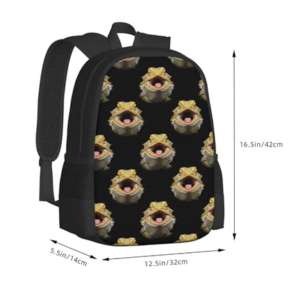 Travel Daypack Bearded Dragon Lizard, Quick-Access Pocket, Side Bottle Holder, for Active Adults - color: Design (410)