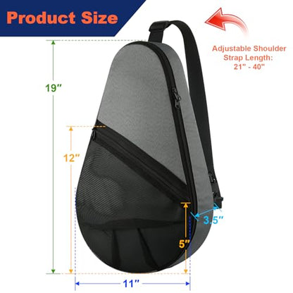 Cosmos Padel Racket Bag Pickleball Paddle Sling Backpack Padel Racquet Storage Bag, Padel (Paddel Tennis) Equipment Carrying Bag with Mesh Pocket for 2 Paddles Ball Water Bottle & Accessory - color: Gray
