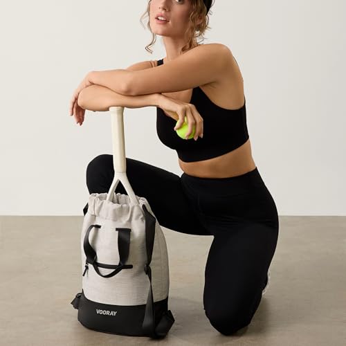 VOORAY 23L Flex Cinch Drawstring Backpack – Lightweight Travel Bag, Weekender & Sports Gym Bag for Women and Men - color: Heather Grey